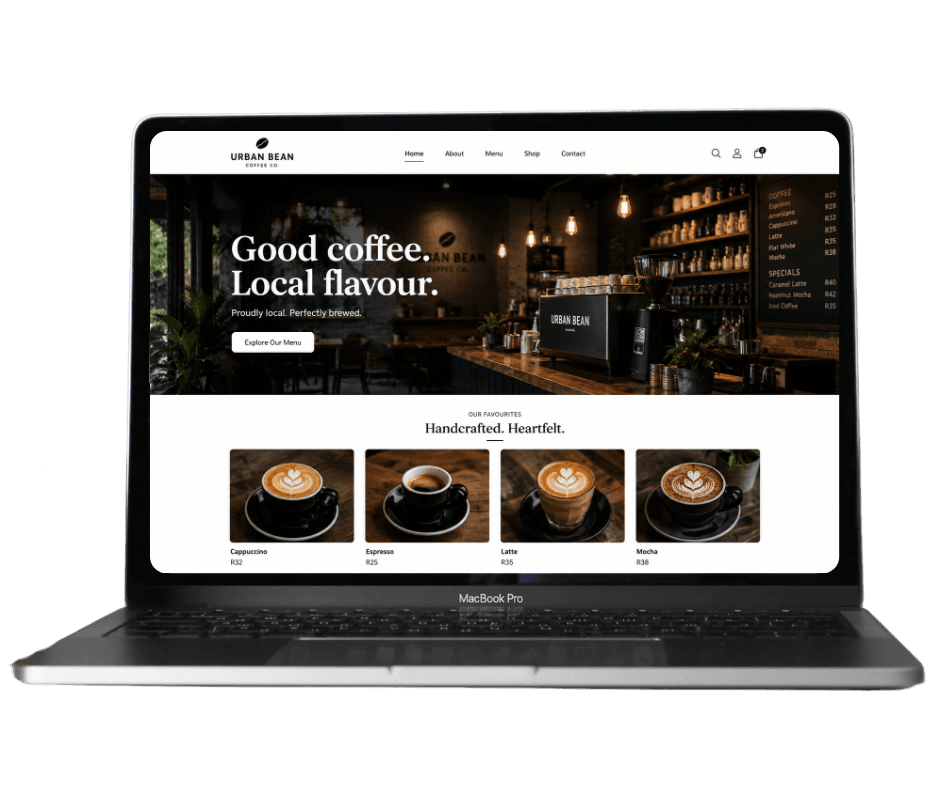 Website built with 1-grid shown on a laptop