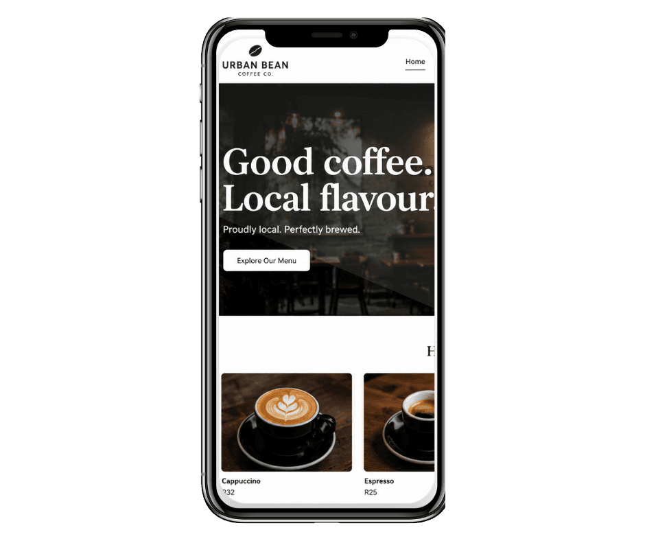 Mobile-friendly website shown on a smartphone