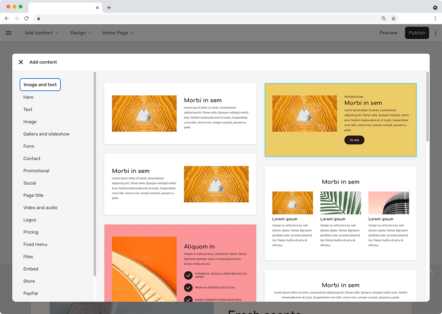 Drag-and-drop website builder editor