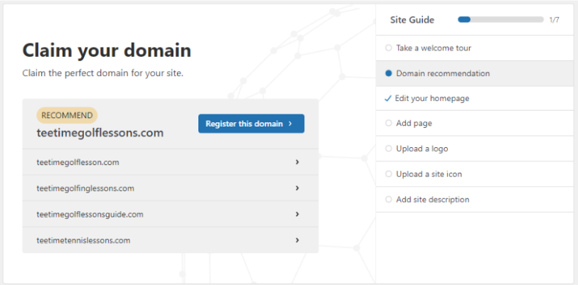 wordpress - claim your domain wordpress website builder - claim your domain page