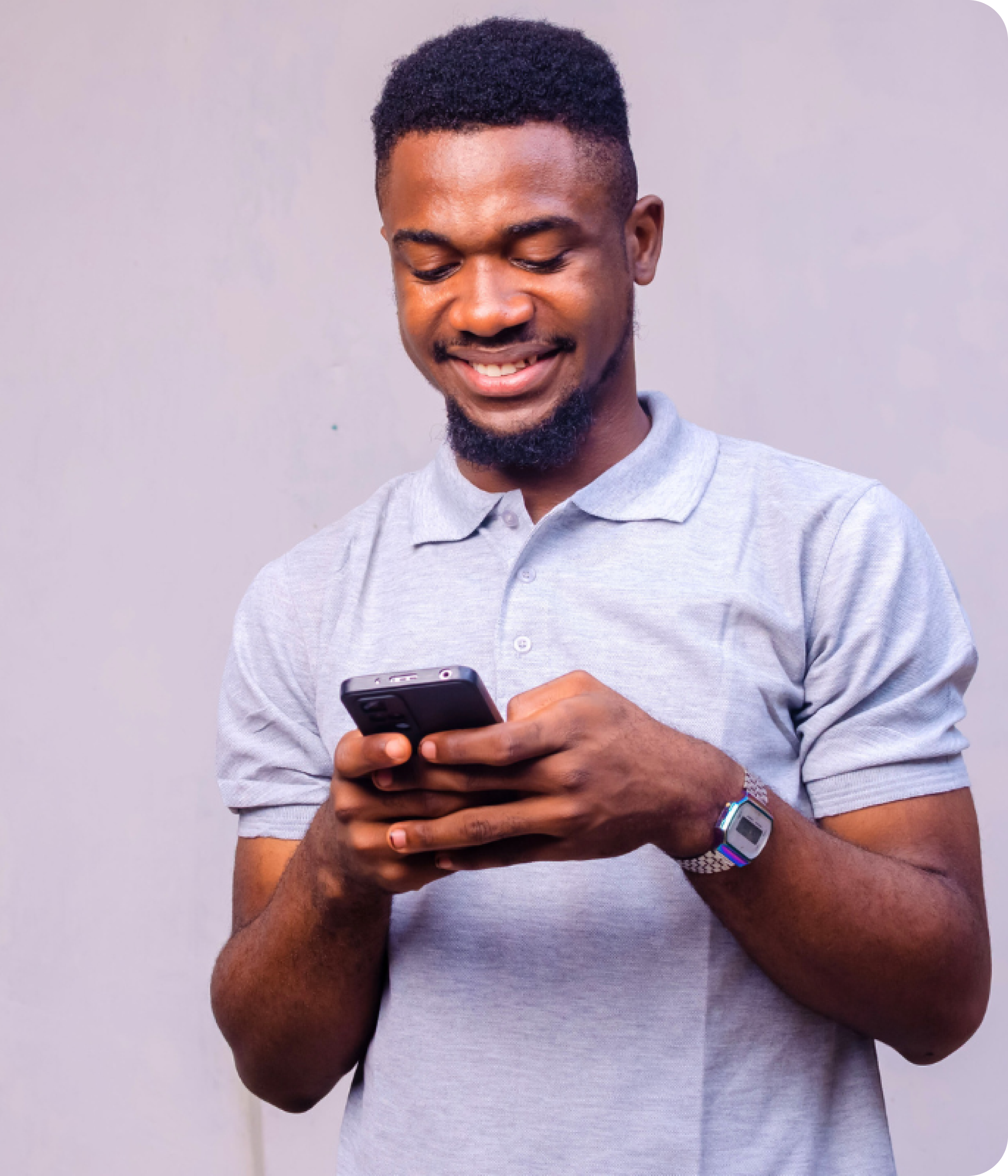 Business owner registering a company on his phone