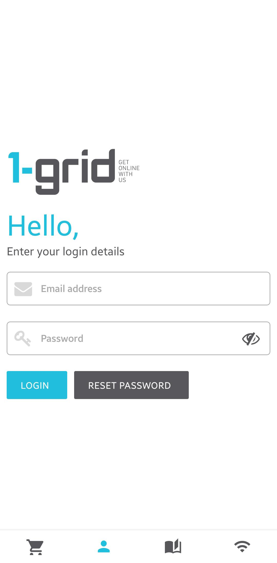 1-grid App Login Screen