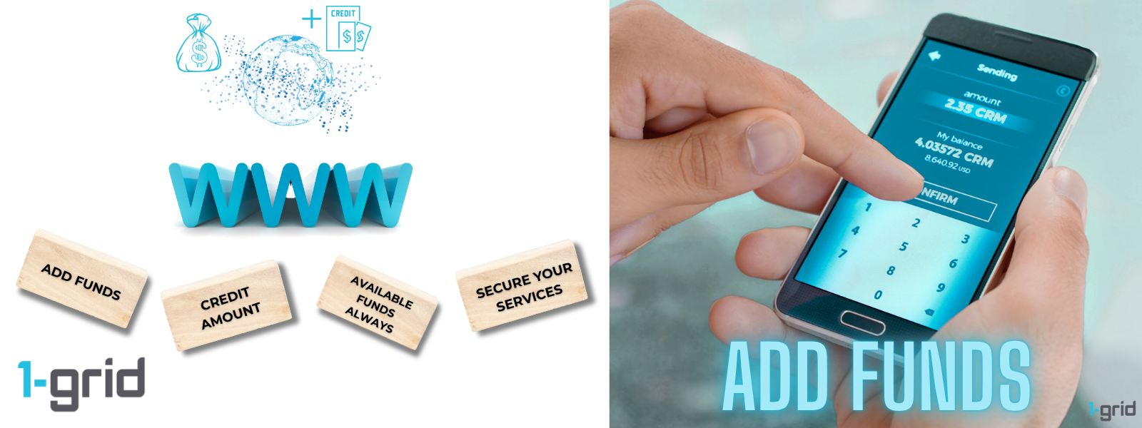 add funds as credit to your 1-grid account