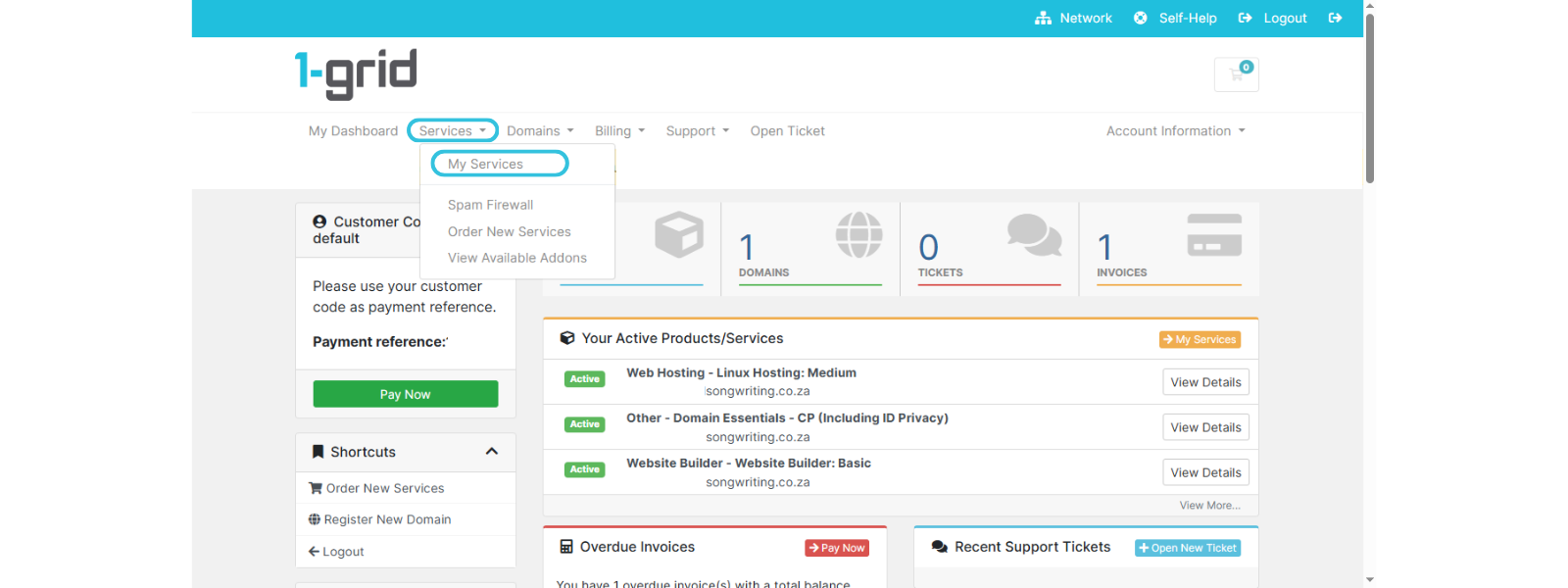 Navigate to My Services