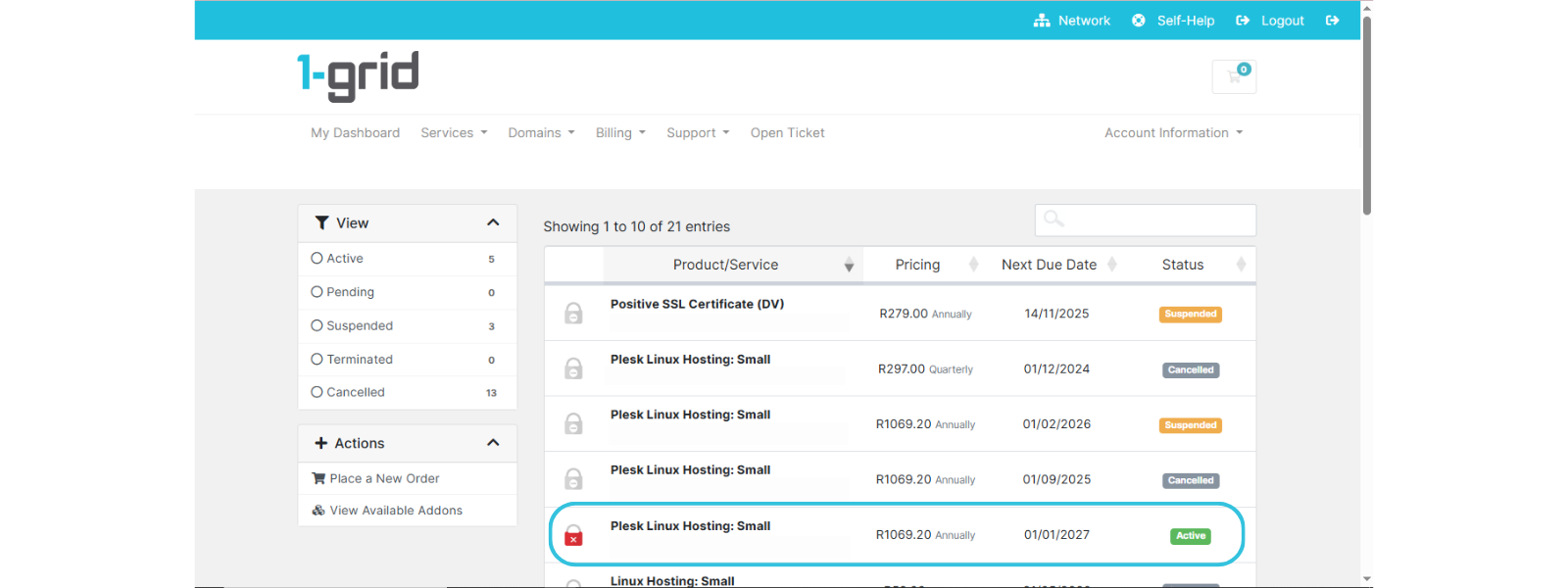 Select Plesk product