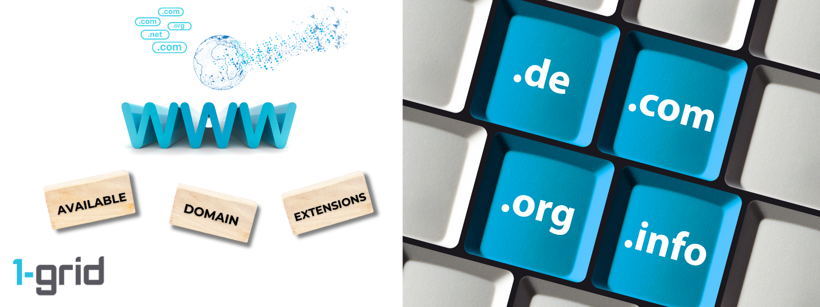 Domain Extensions (TLDs) Available at 1-grid 