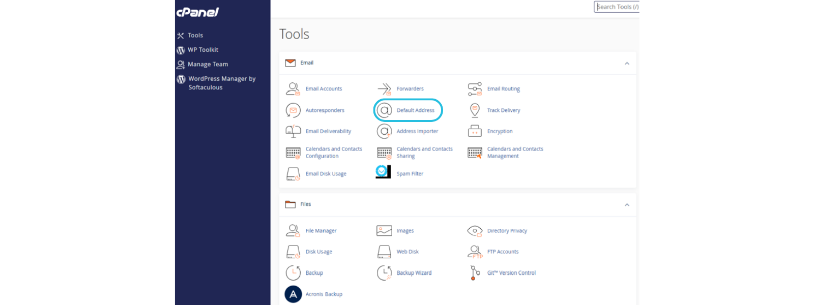Select "Default Address"