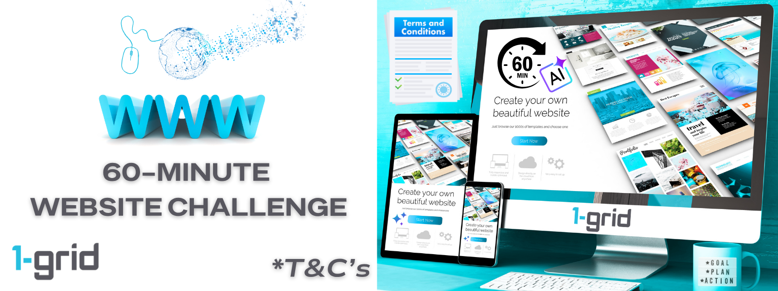 1-grid 60-Minute Website Challenge – Terms and Conditions