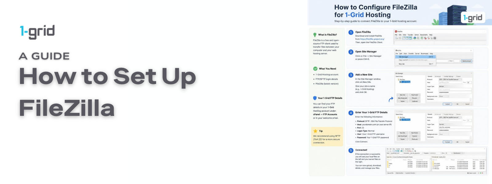 How to Set Up FileZilla | 1-grid