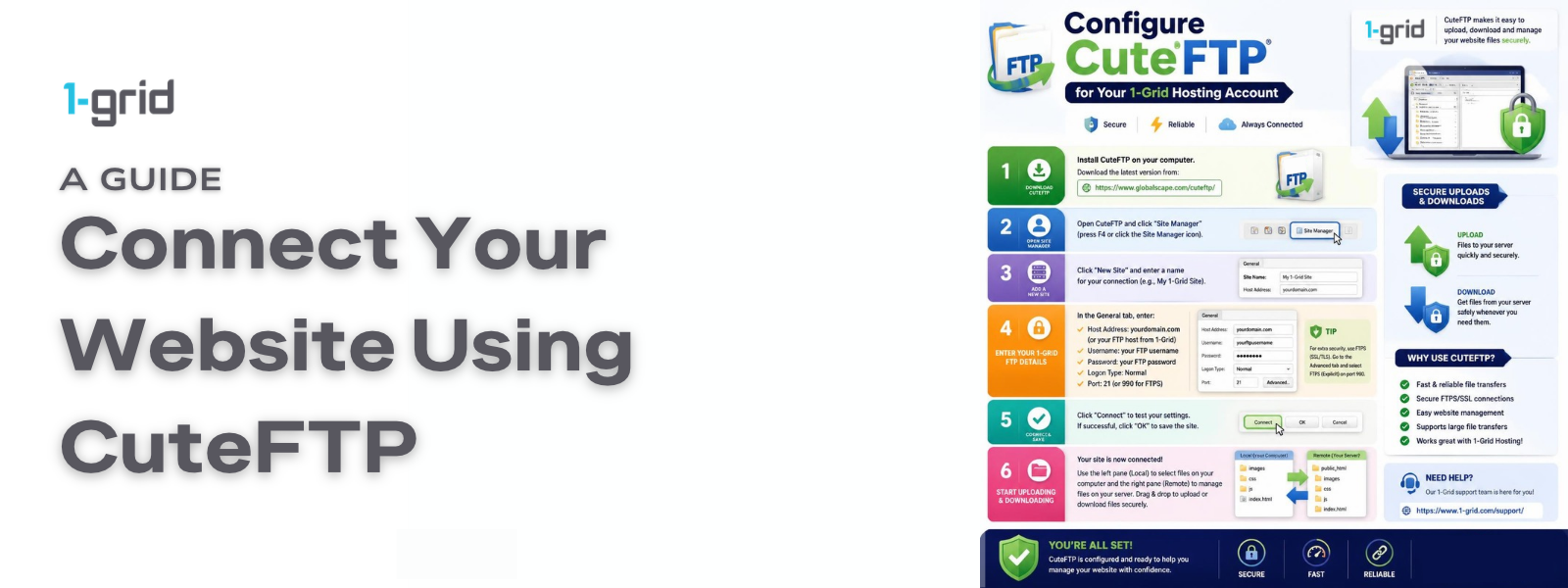 Connect to Hosting Using CuteFTP | 1-grid