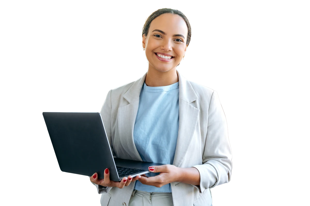 Person looking up a domain on a laptop