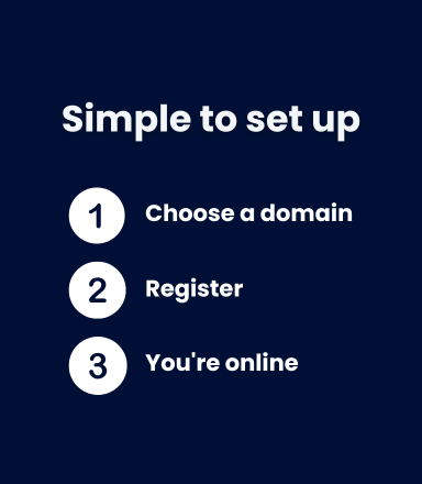 Simple to set up - choose a domain, register, and you're online.